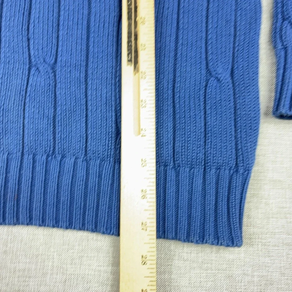 Vintage J Crew Oarsman Sweater Mens Large Blue Cotton Cable Knit Crewneck